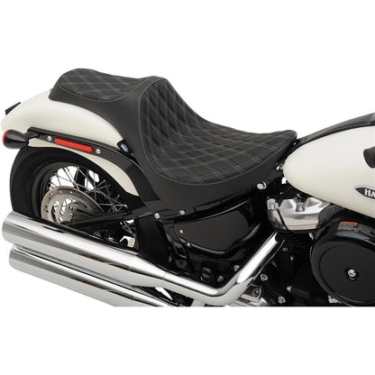 Drag Specialties Predator III Seat - Double Diamond - Silver Thread -Softail 0802-1146_285984