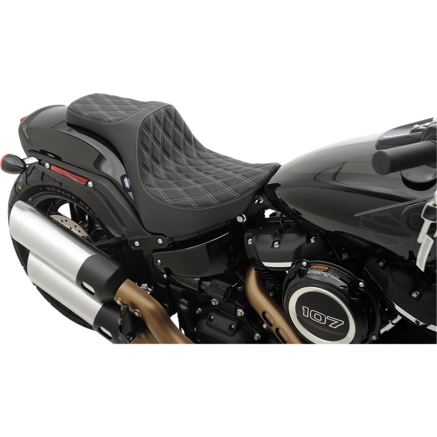 Drag Specialties Predator III Seat - Double Diamond - Silver Stitched - FXFB 0802-1073_286118