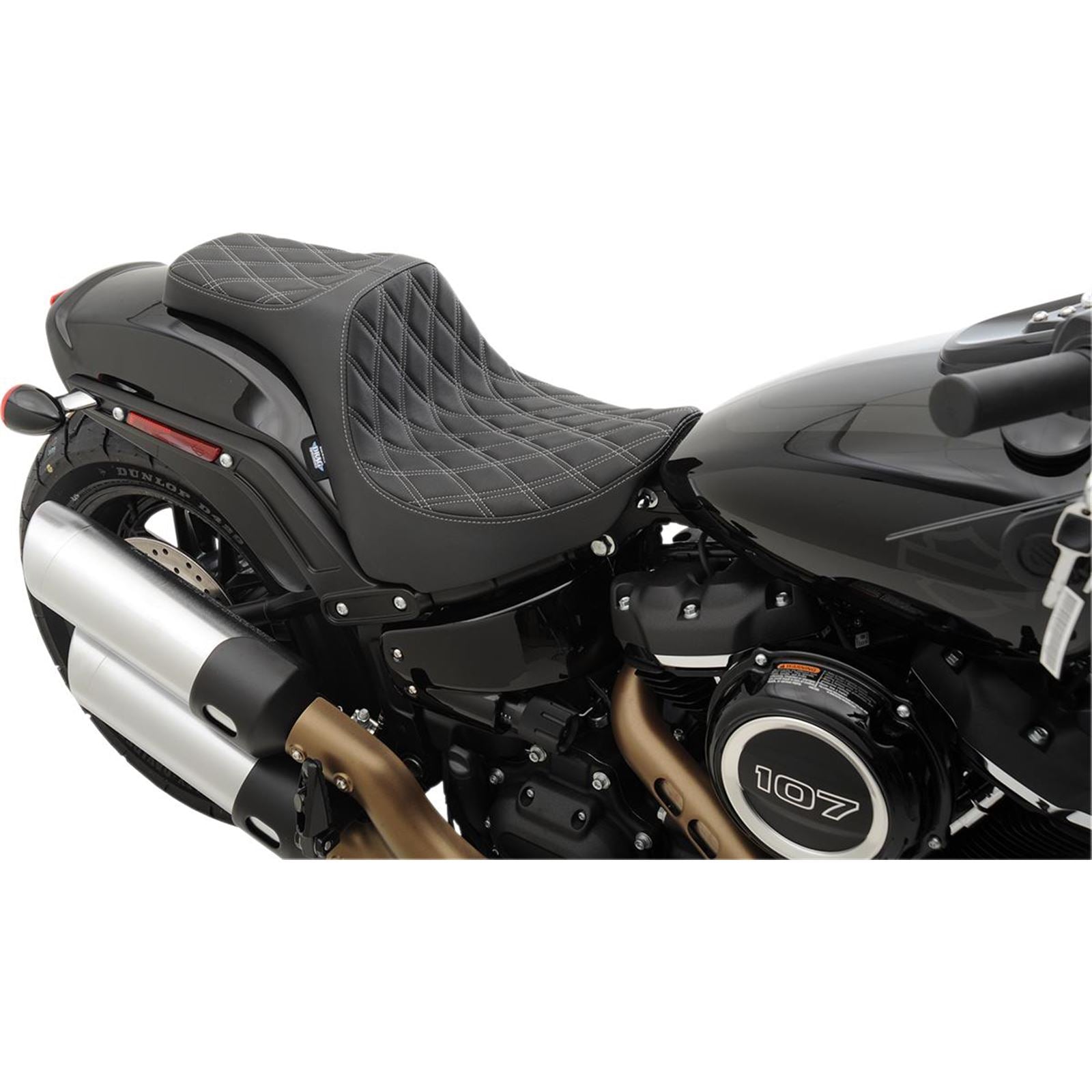 Drag Specialties Predator III Seat - Double Diamond - Silver Stitched - FXFB 0802-1073_286118