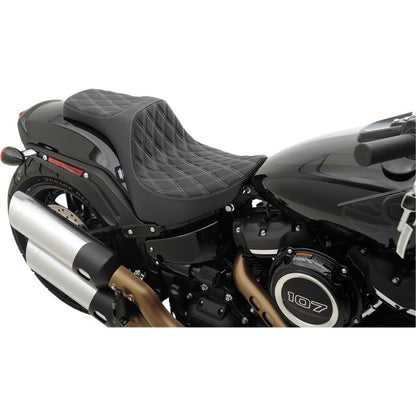 Drag Specialties Predator III Seat - Double Diamond - Silver Stitched - FXFB 0802-1073_286118