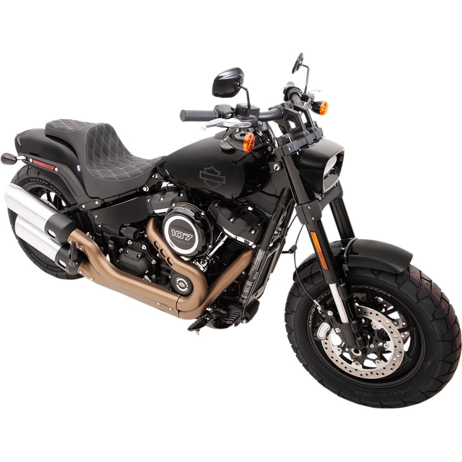 Drag Specialties Predator III Seat - Double Diamond - Silver Stitched - FXFB 0802-1073_286119