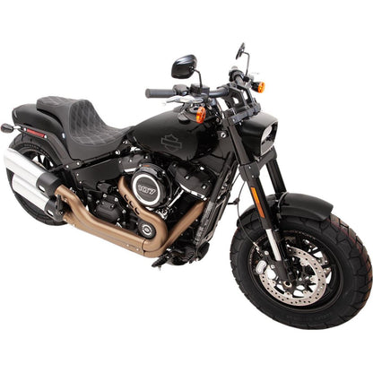 Drag Specialties Predator III Seat - Double Diamond - Silver Stitched - FXFB 0802-1073_286119