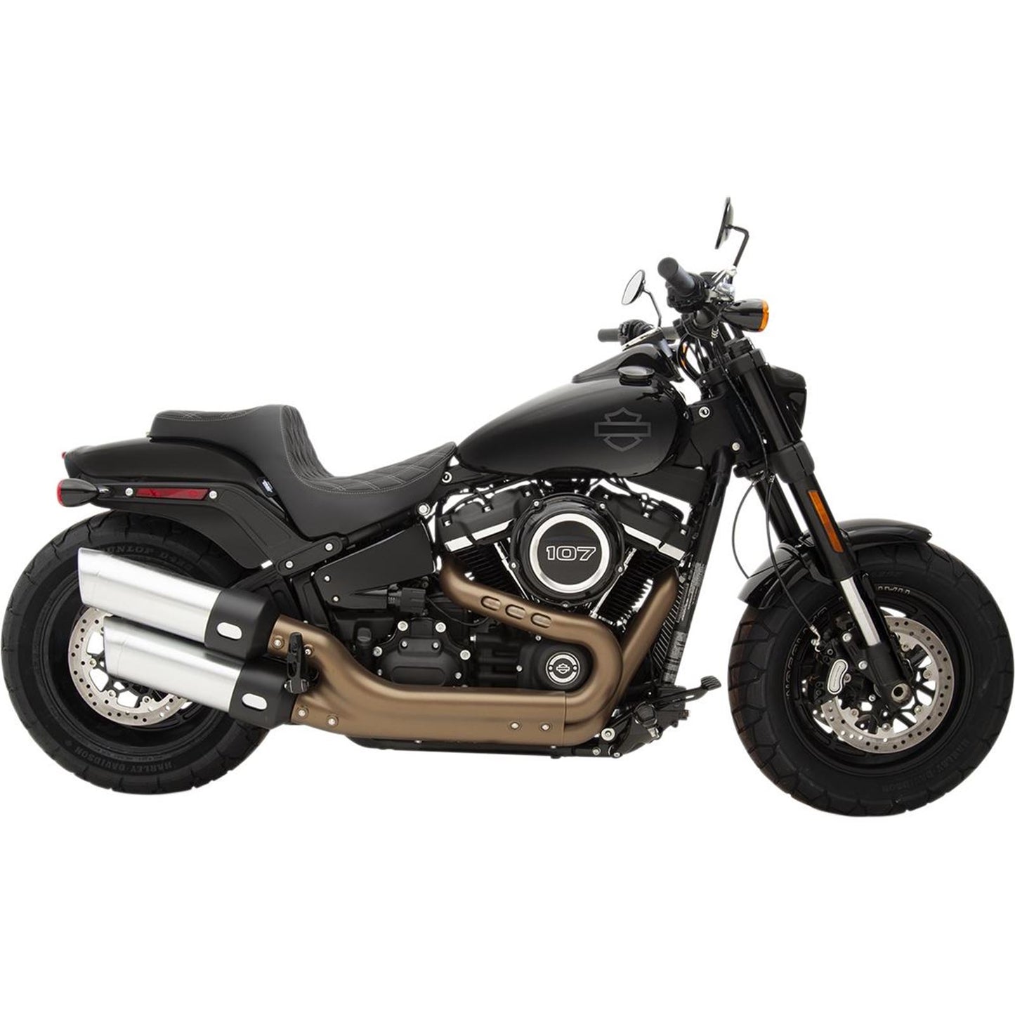 Drag Specialties Predator III Seat - Double Diamond - Silver Stitched - FXFB 0802-1073_286120