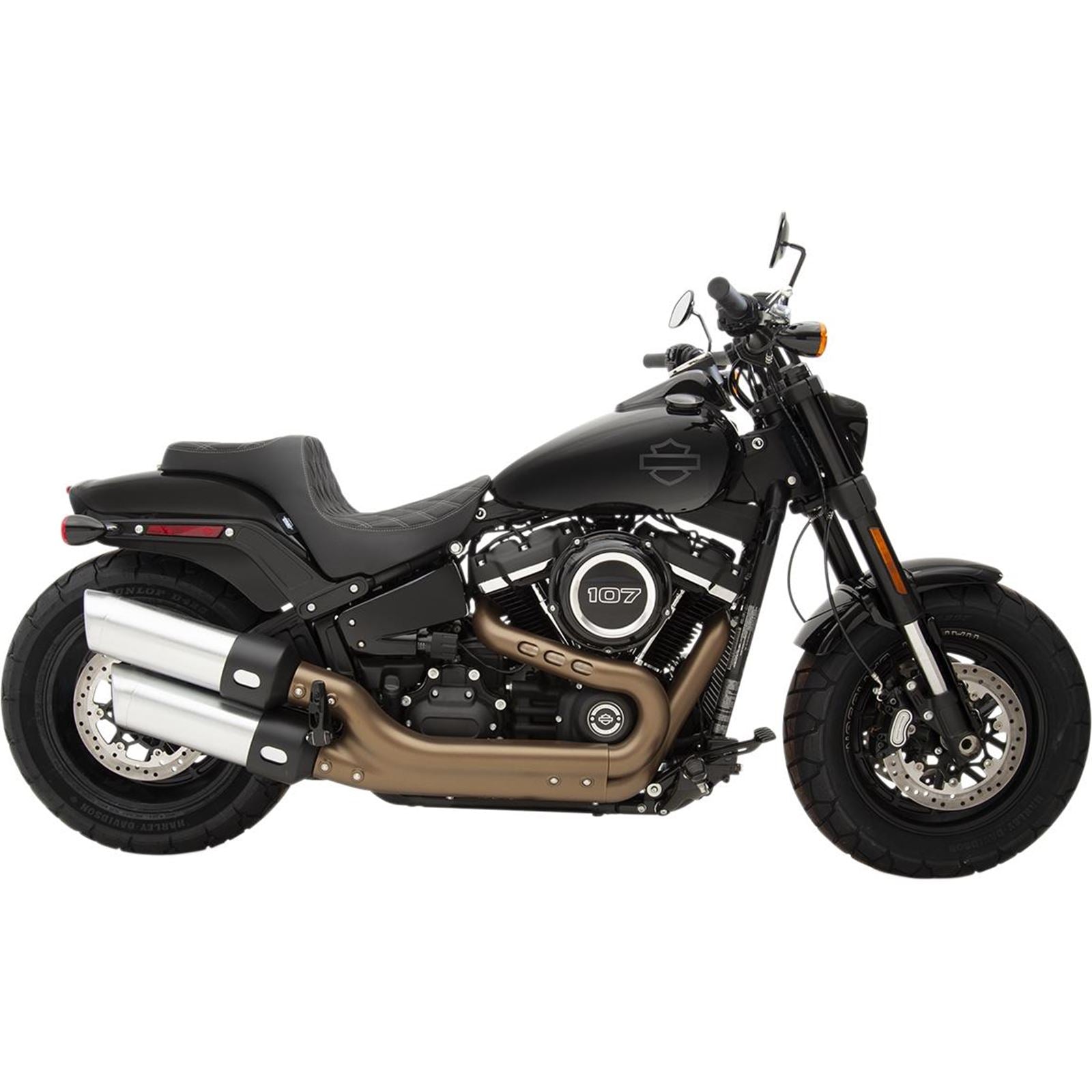 Drag Specialties Predator III Seat - Double Diamond - Silver Stitched - FXFB 0802-1073_286120