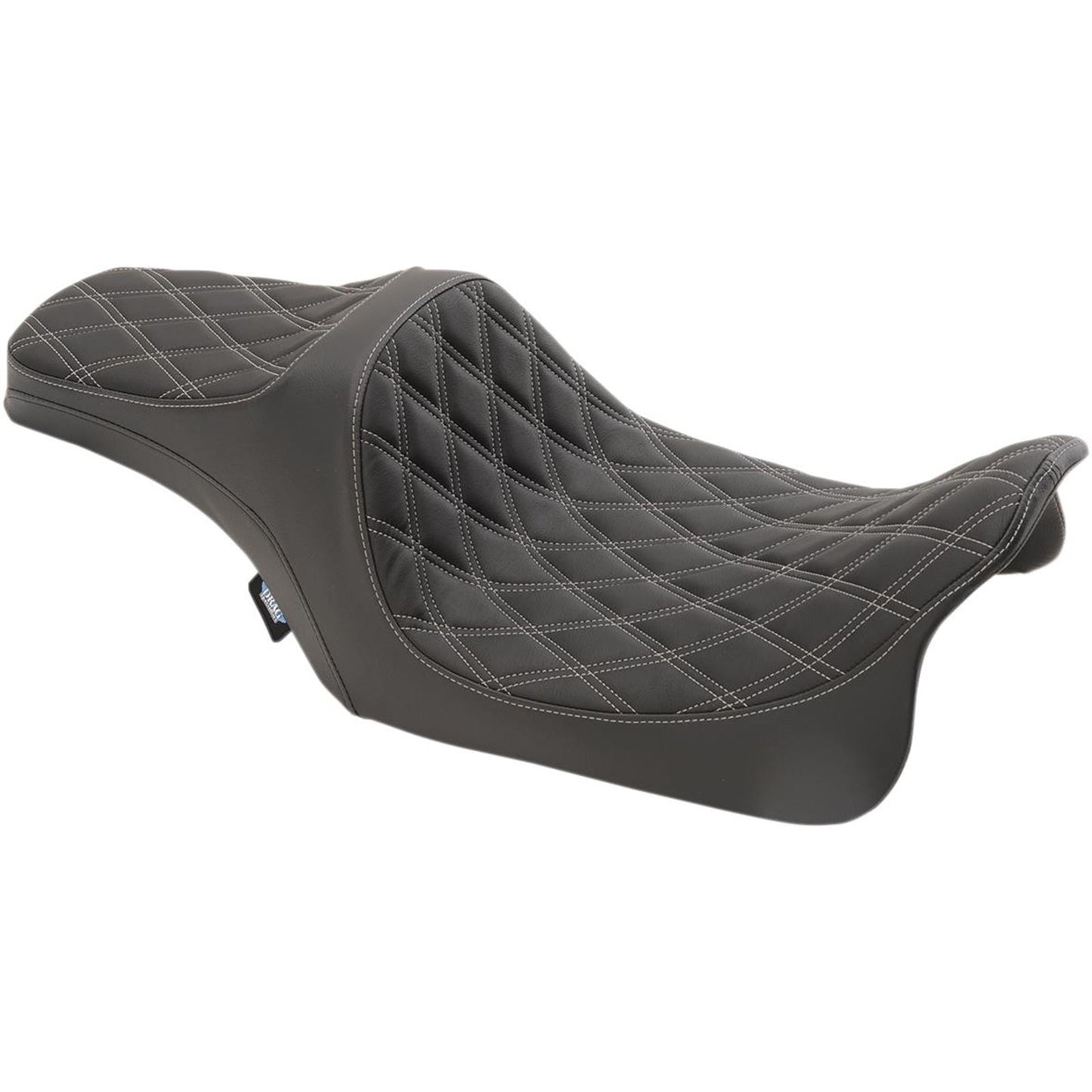 Drag Specialties Predator III Seat - Double Diamond - Vinyl - Silver Stitched - FL 0801-1115_286416