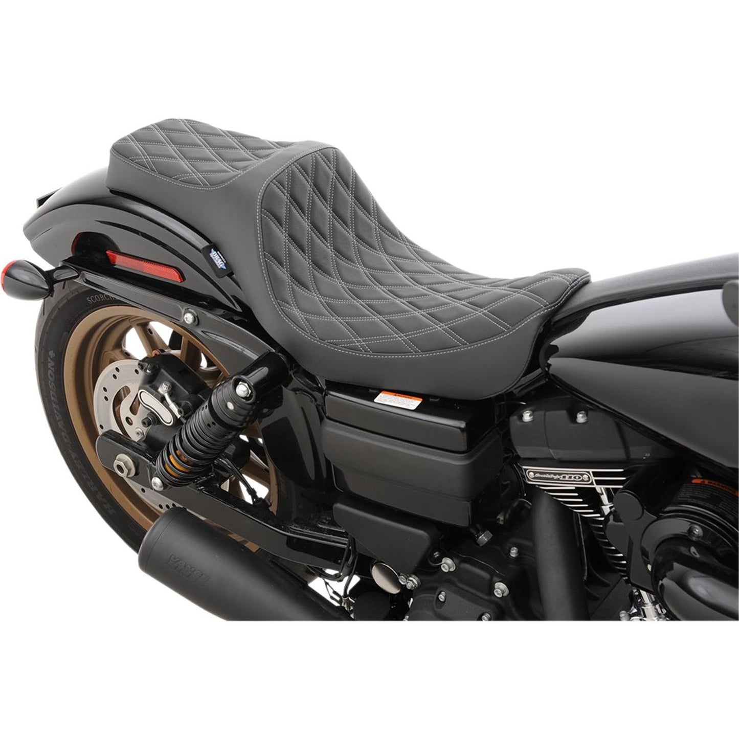 Drag Specialties Predator III Seat - Double Diamond - Silver Thread 0803-0603_286619