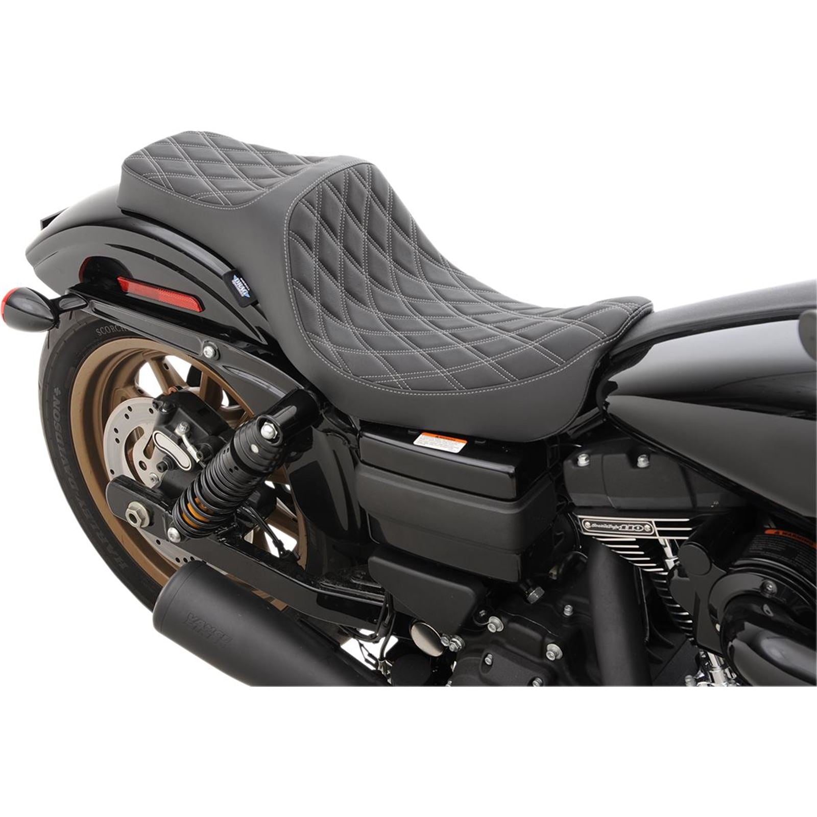 Drag Specialties Predator III Seat - Double Diamond - Silver Thread 0803-0603_286619