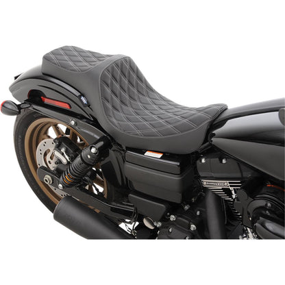 Drag Specialties Predator III Seat - Double Diamond - Silver Thread 0803-0603_286619