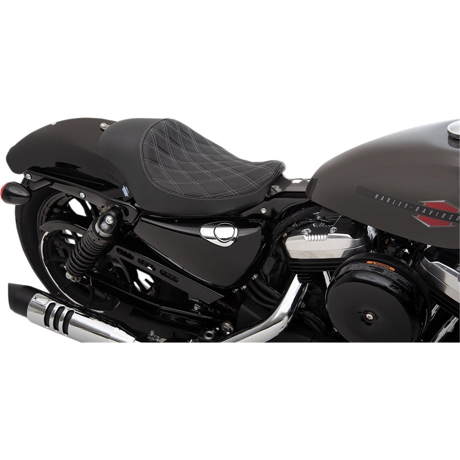 Drag Specialties 3/4 Solo Seat - Double Diamond - Silver Stitch - Vinyl 0804-0745_286649