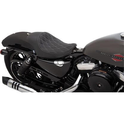 Drag Specialties 3/4 Solo Seat - Double Diamond - Silver Stitch - Vinyl 0804-0745_286649