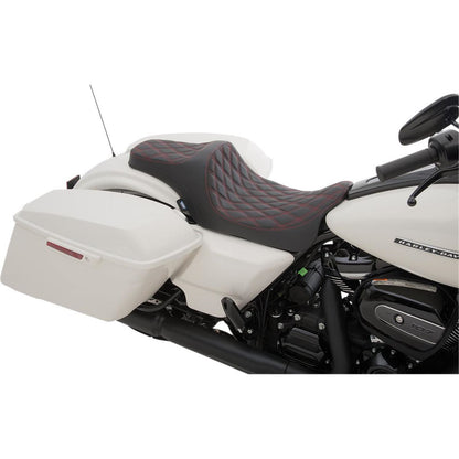 Drag Specialties Predator III Seat - Double Diamond - Vinyl - Red Stitched - FL 0801-1116_286680