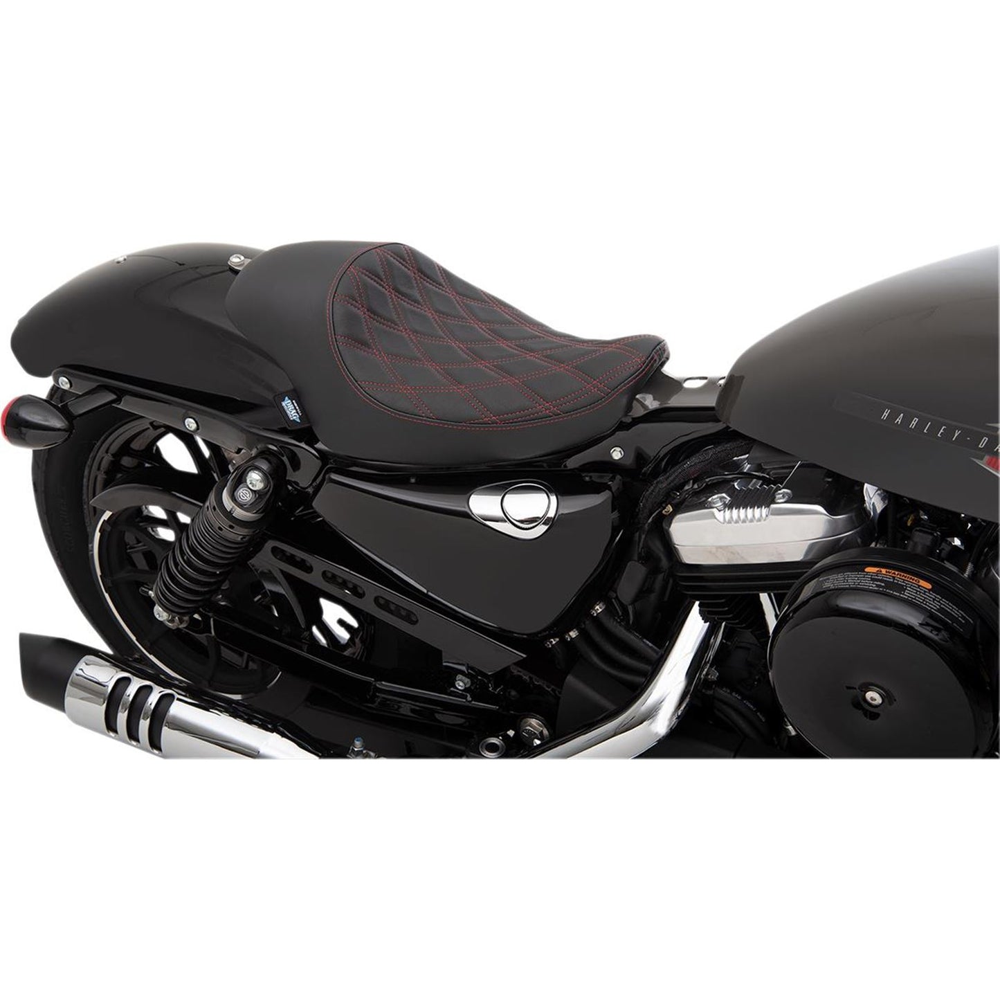 Drag Specialties 3/4 Solo Seat - Double Diamond - Red Stitch - Vinyl 0804-0746_286764