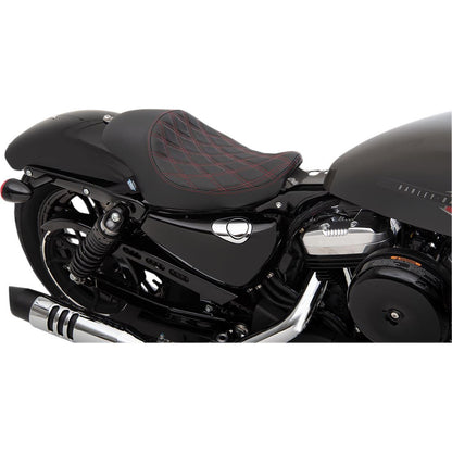 Drag Specialties 3/4 Solo Seat - Double Diamond - Red Stitch - Vinyl 0804-0746_286764