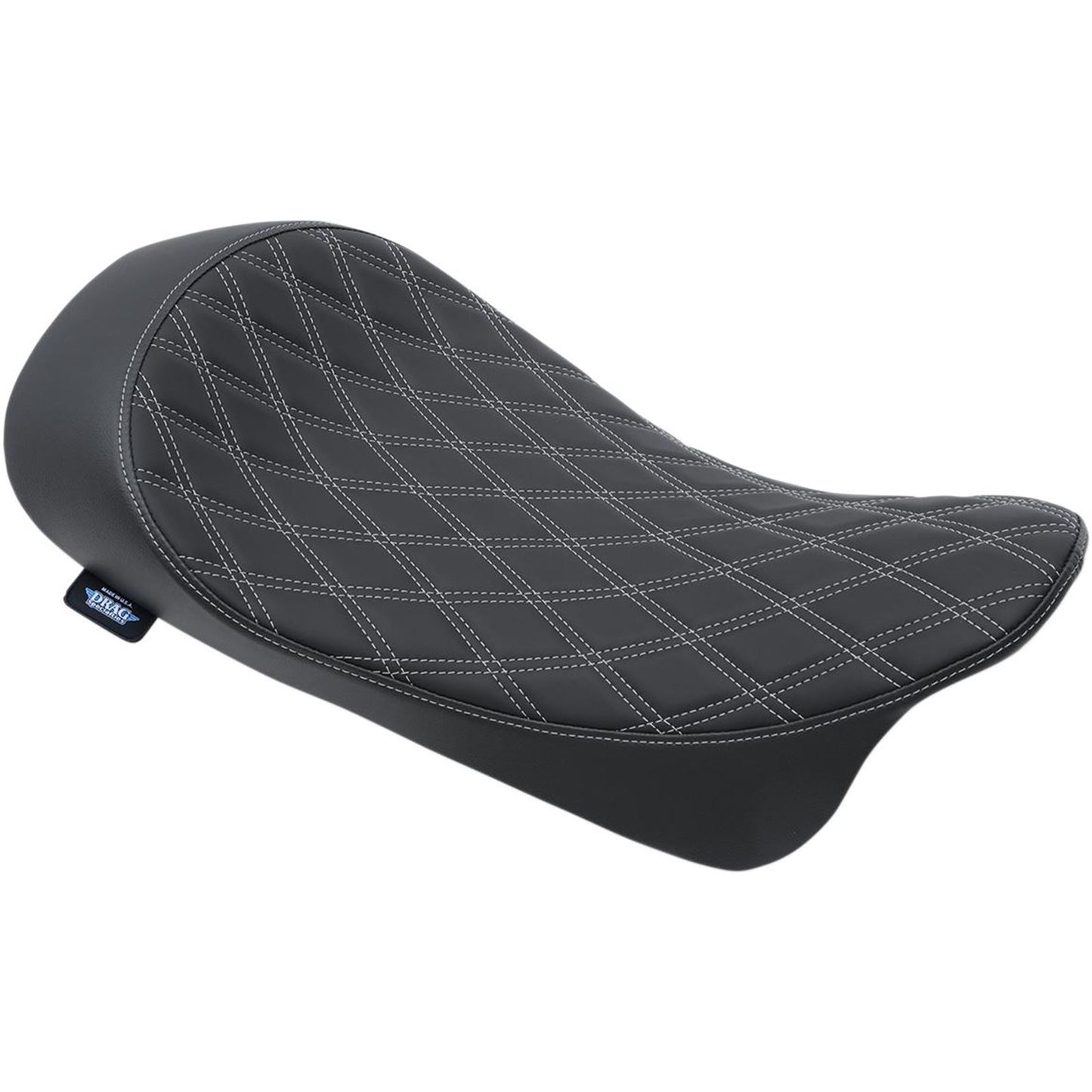 Drag Specialties Low Solo Seat - Double Diamond - Silver Stitch 0801-1153_286771