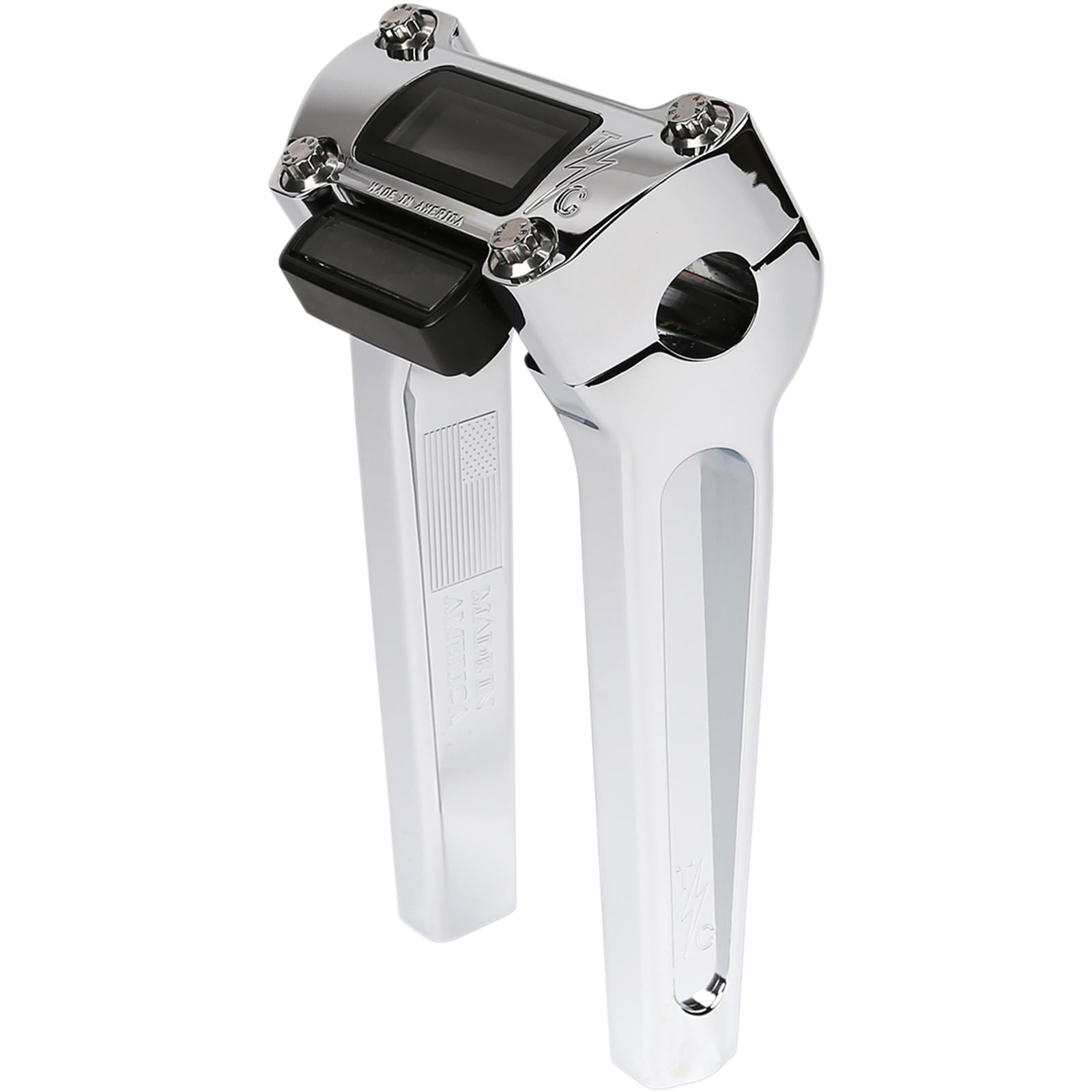 Thrashin Supply Company Chrome 8"  Straight Handlebar Riser with Gauge Cut-Out [MPN: TSC-8025-3]_483331