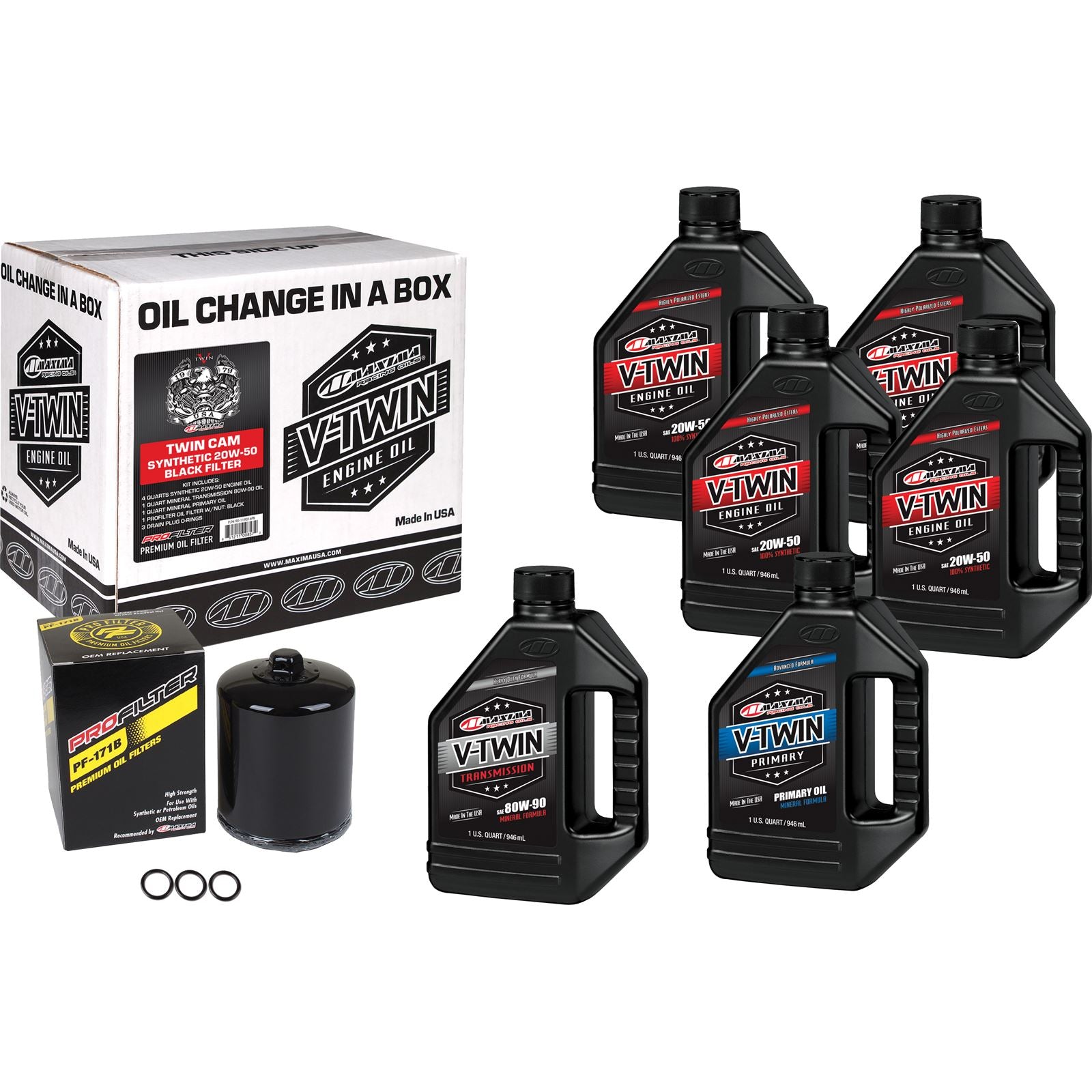 Maxima Twin Cam Synthetic 20W-50 Oil Change Kit - Black Filter 90-119016PB_839770