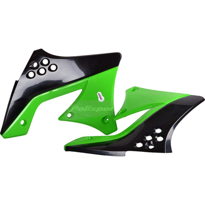 Polisport Radiator Shroud - Black/Green Fits Kawasaki KX250F 8412800004_289543