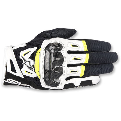 Alpinestars SMX-2 Air Carbon V2 Gloves - Black/White/Yellow - Medium [MPN: 3567717-125-M]_332171