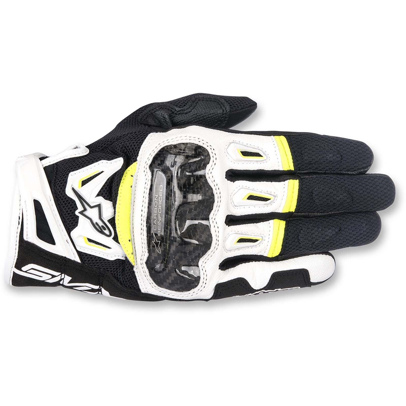 Alpinestars SMX-2 Air Carbon V2 Gloves - Black/White/Yellow - Large [MPN: 3567717-125-L]_332174