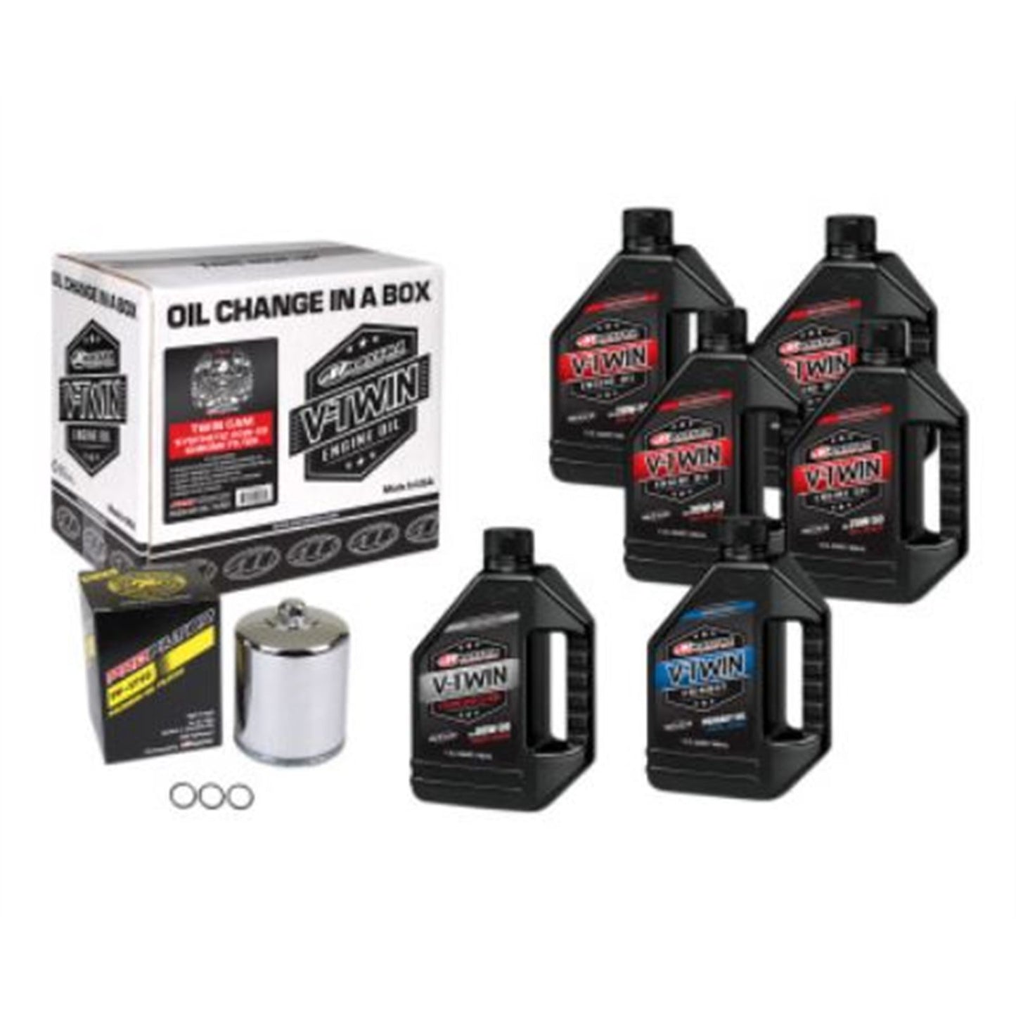 Maxima Twin Cam Synthetic 20W-50 Oil Change Kit - Chrome Filter 90-119016PC_677586