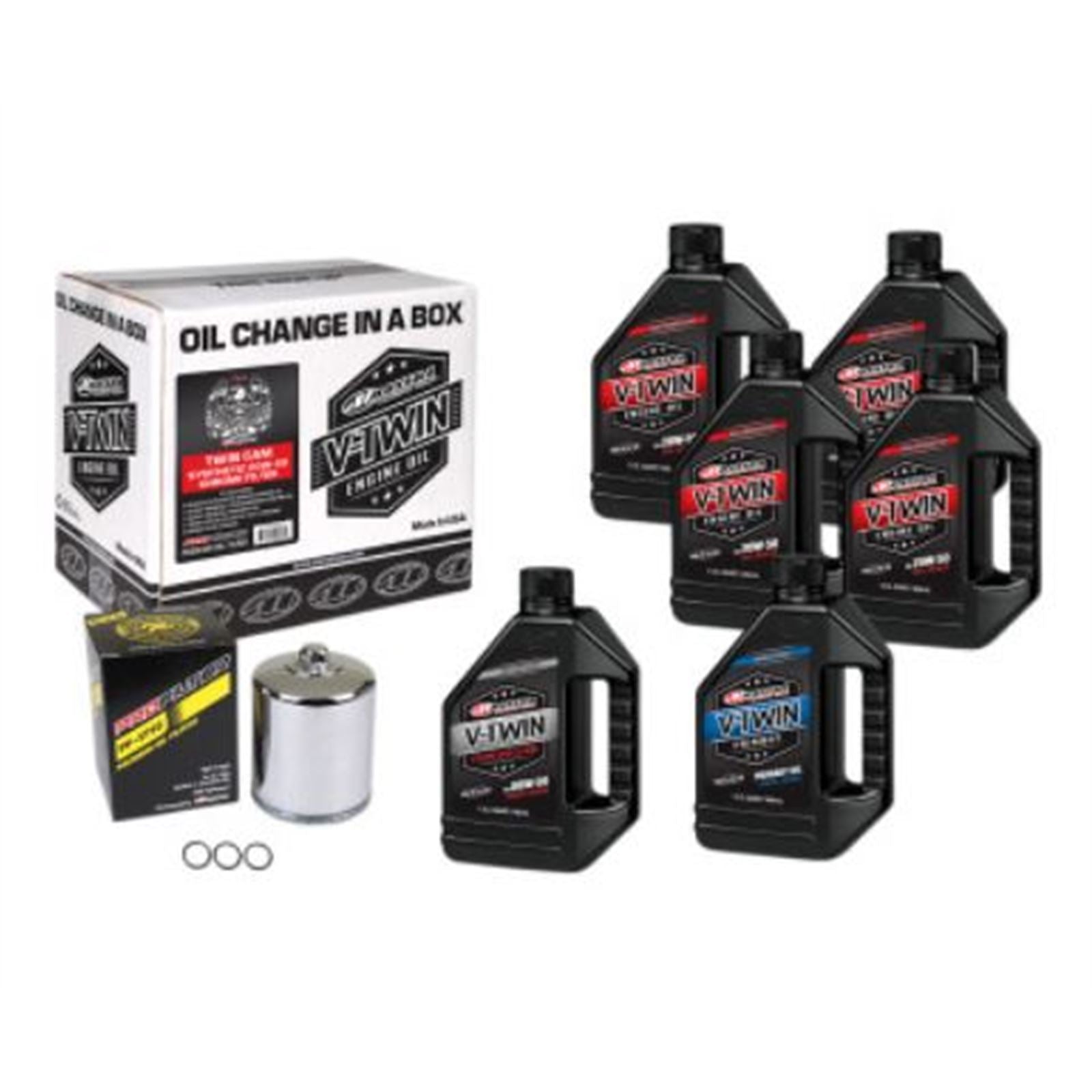 Maxima Twin Cam Synthetic 20W-50 Oil Change Kit - Chrome Filter 90-119016PC_677586