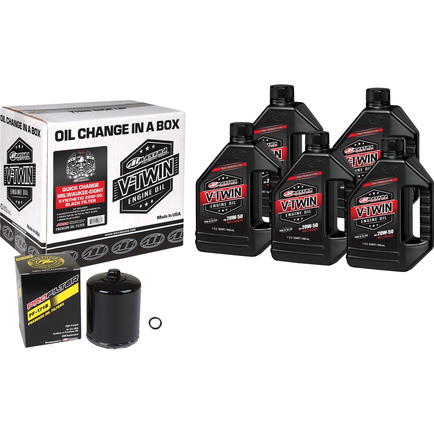 Maxima Milwaukee-Eight Synthetic 20W-50 Oil Change Kit - Black Filter 90-129015PB_839776