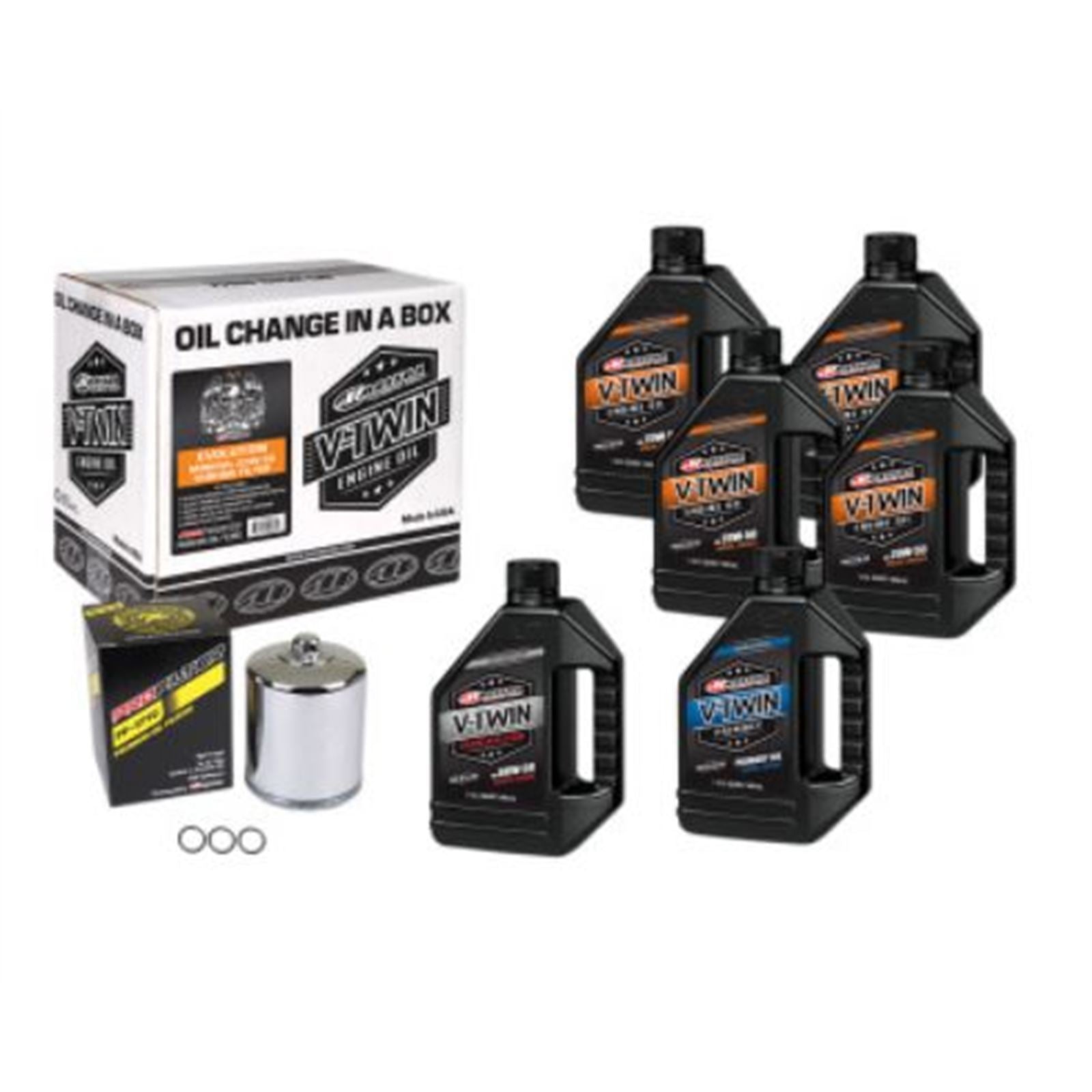 Maxima Mineral 20W-50 Oil Change Kit for H-D Evolution - Chrome Filter 90-069016PC_677590
