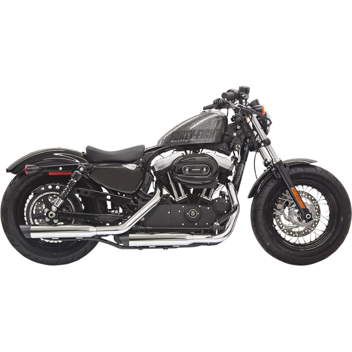 Bassani Manufacturing Mufflers - Chrome/Black - Slash-Cut - Sportster [MPN: 1X27SB]_349997