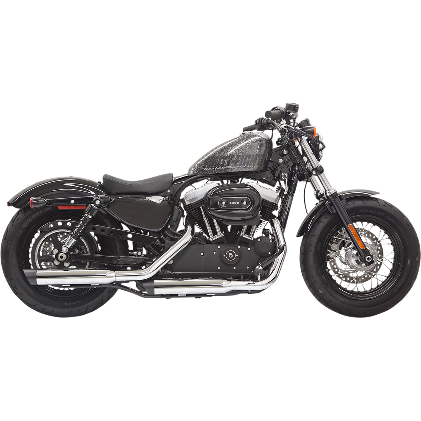 Bassani Manufacturing Mufflers - Chrome/Black - Slash-Cut - Sportster [MPN: 1X27SB]_349997