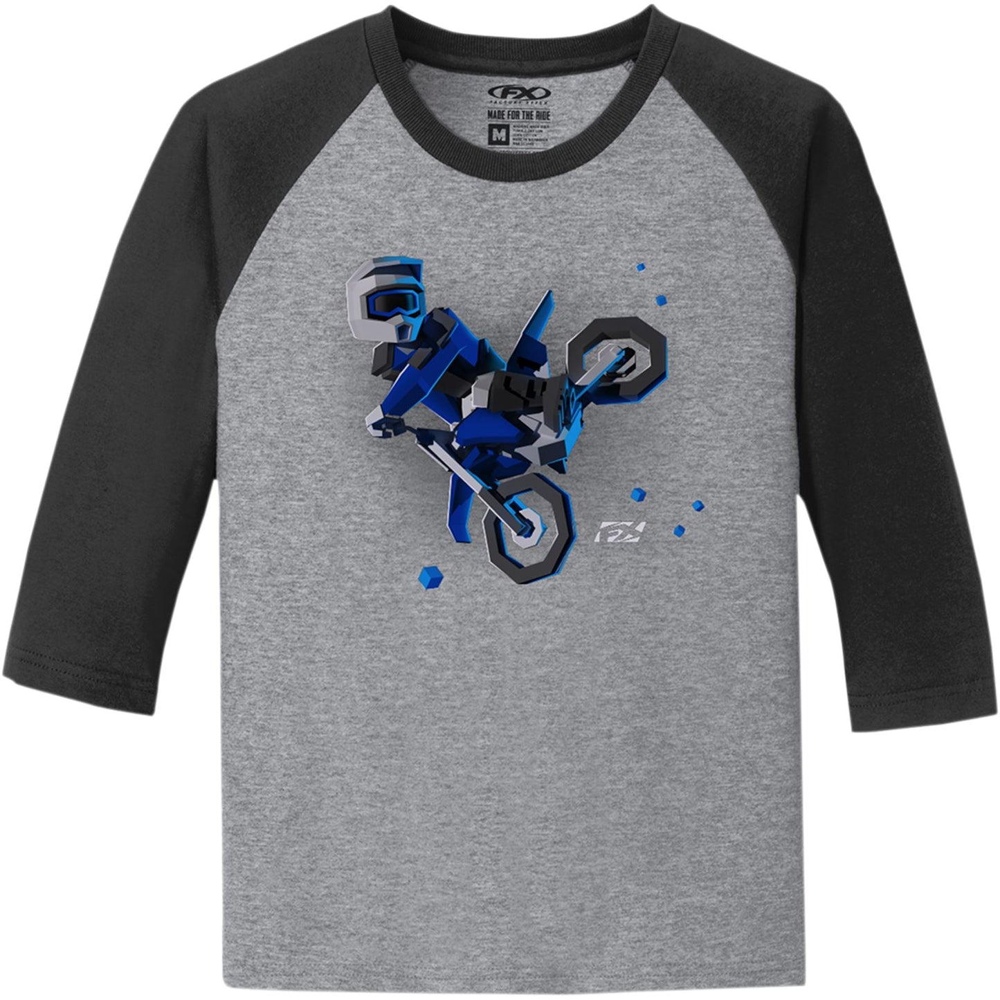Factory Effex Moto KIds Youth Baseball Shirt - Black/Grey - Large 21-83724_385708