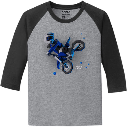 Factory Effex Moto KIds Youth Baseball Shirt - Black/Grey - Large 21-83724_385708