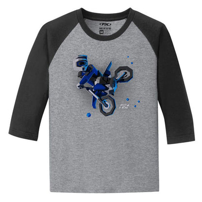 Factory Effex Moto KIds Youth Baseball Shirt - Black/Grey - Large 21-83724_600254