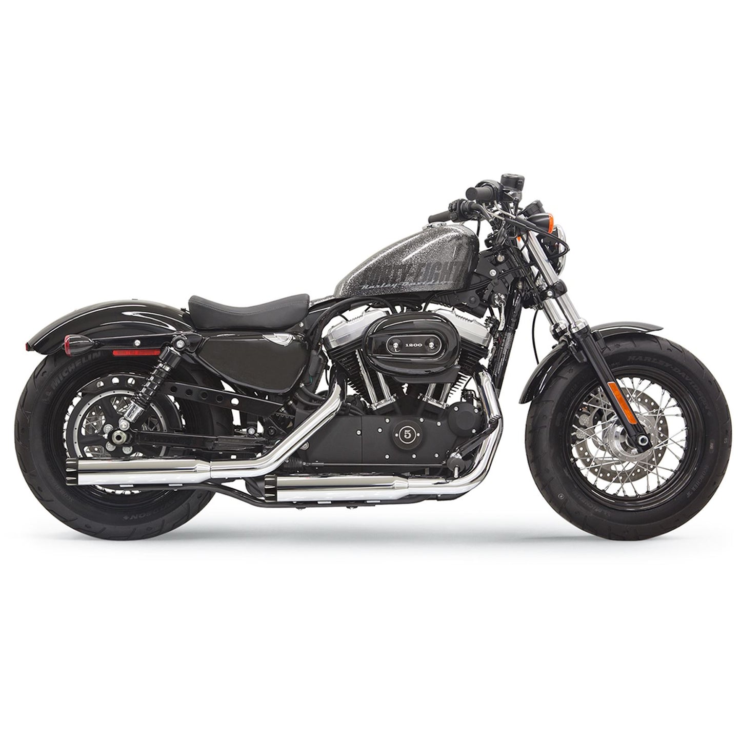 Bassani Manufacturing Mufflers - Chome/Black - Fluted - Sportster [MPN: 1X27T]_349995