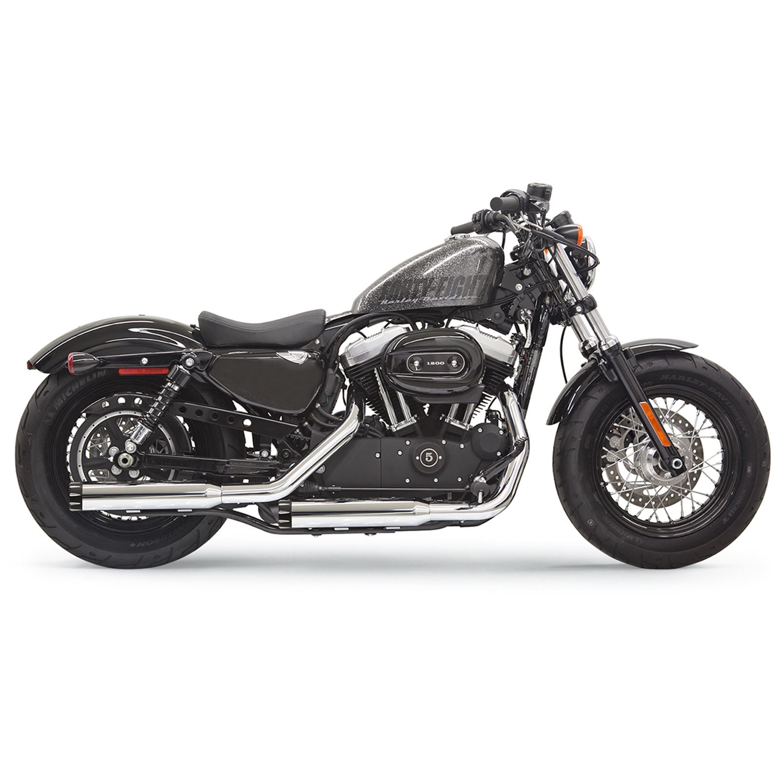Bassani Manufacturing Mufflers - Chome/Black - Fluted - Sportster [MPN: 1X27T]_349995