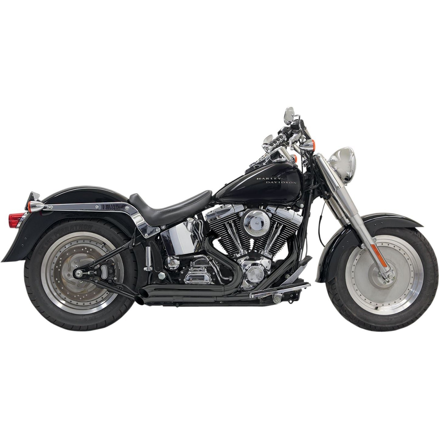 Bassani Manufacturing Pro Street Exhaust - Black - Turn Out - '86-'17 Softail [MPN: 1S24DB]_349766