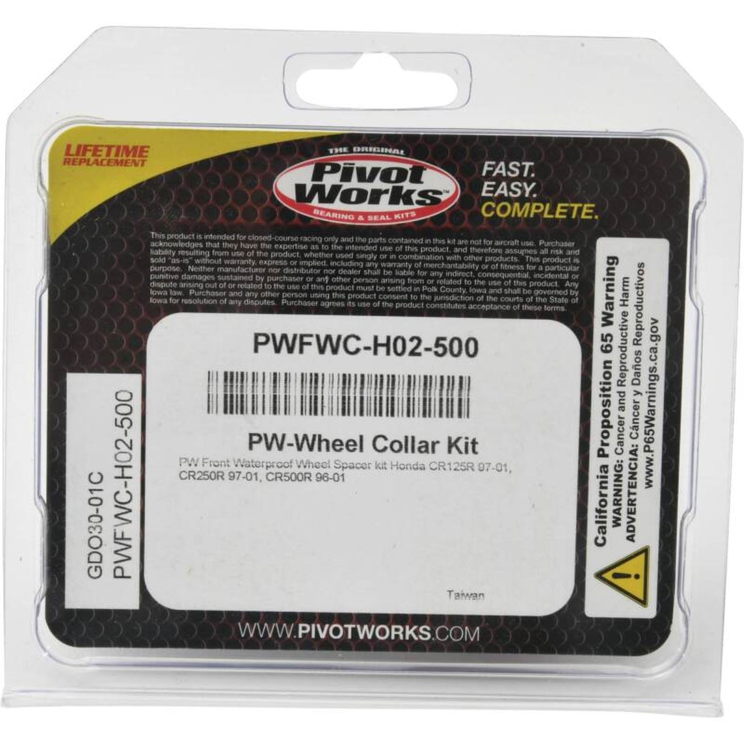 Pivot Works Water Proof Wheel Collar Kit Front for Honda PWFWC-H02-500_1690336