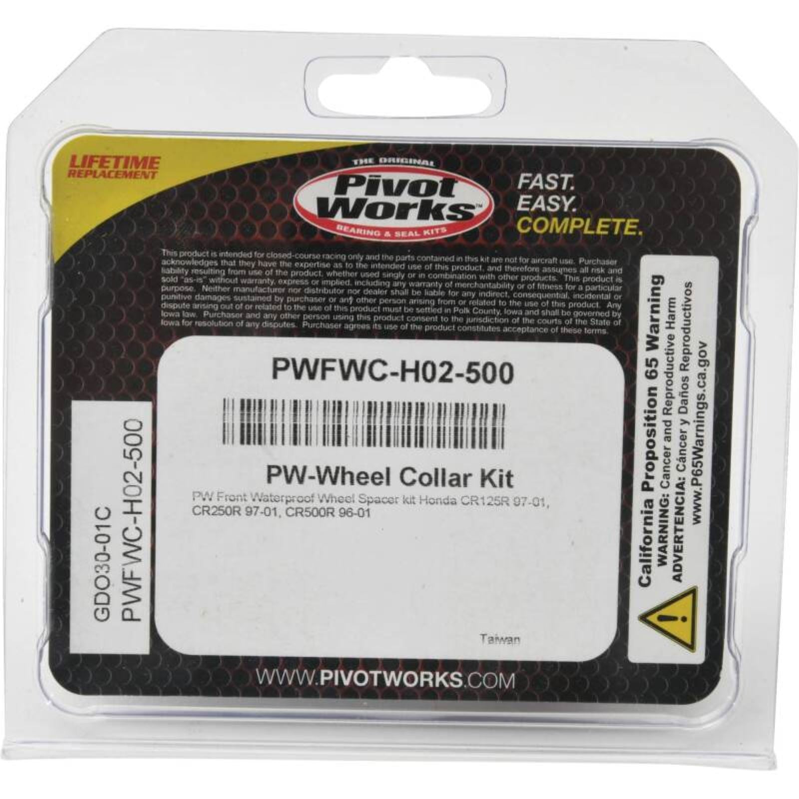 Pivot Works Water Proof Wheel Collar Kit Front for Honda PWFWC-H02-500_1690336