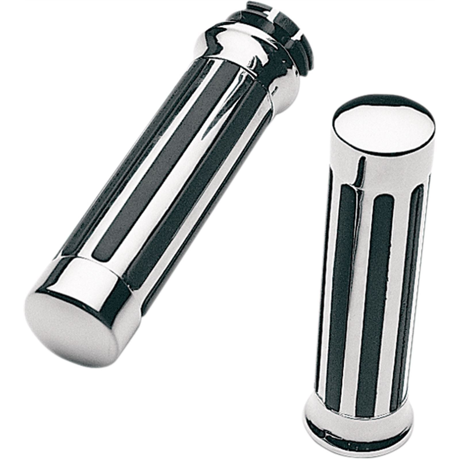 Pro One Chrome Handlebar Grips with Ribs for Honda Magna Shadow '85-'07 [MPN: 870210]_458945