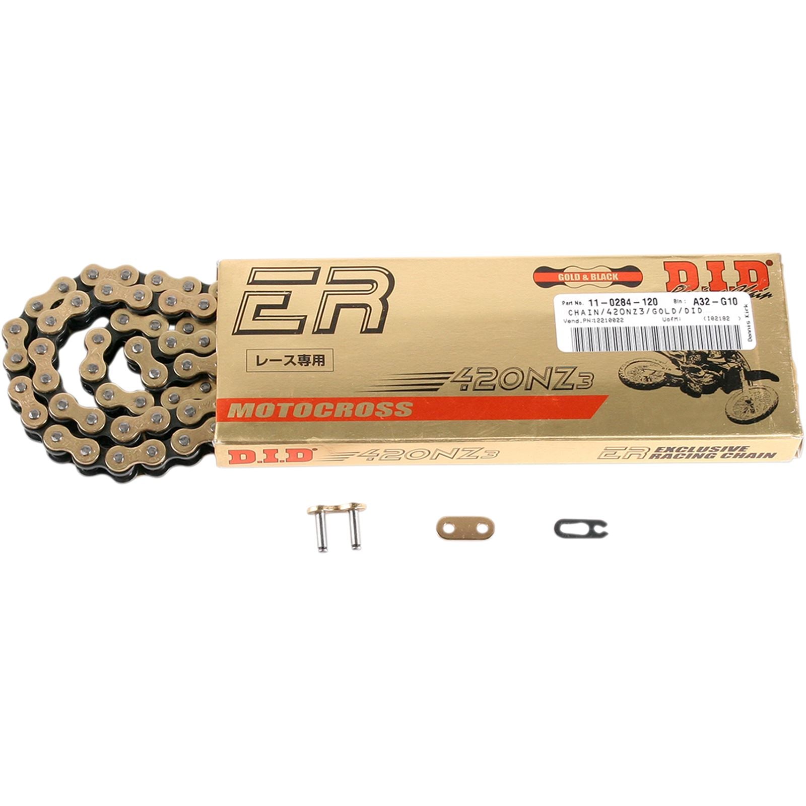 D.I.D. 420 NZ3 - High-Performance Motorcycle Chain - Gold - 120 Links [MPN: 420NZ3G120RB]_372493