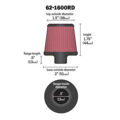 K&N Filters Vent Filter Red [MPN: 62-1600RD]_1755772