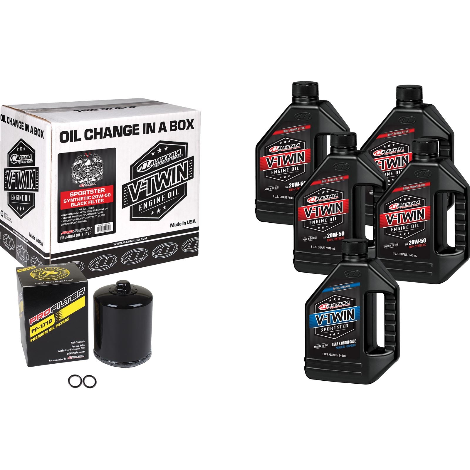 Maxima Sportster Synthetic 20W-50 Oil Change Kit - Black Filter 90-119015PB_839772