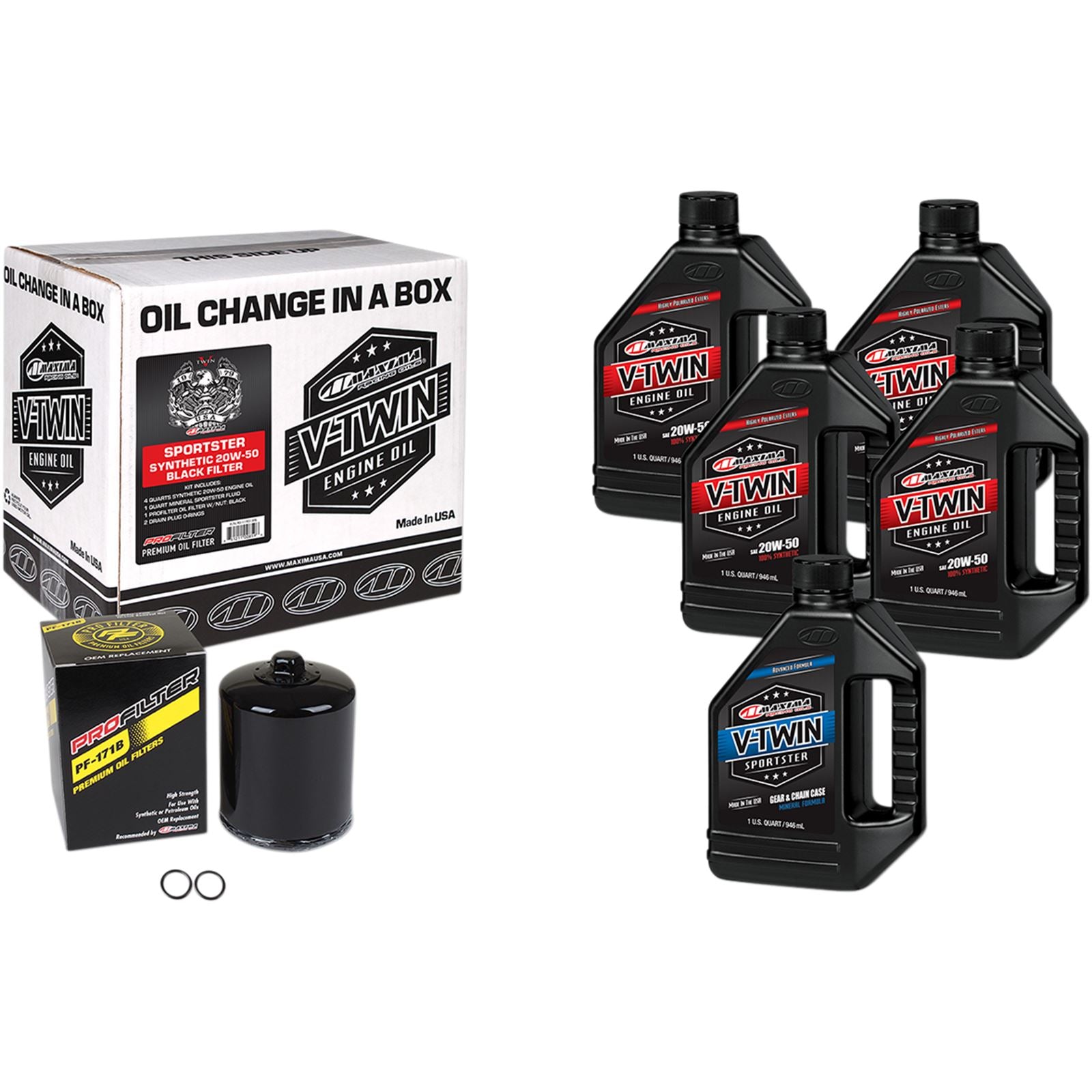 Sportster Synthetic 20W-50 Oil Change Kit - Black Filter_424768