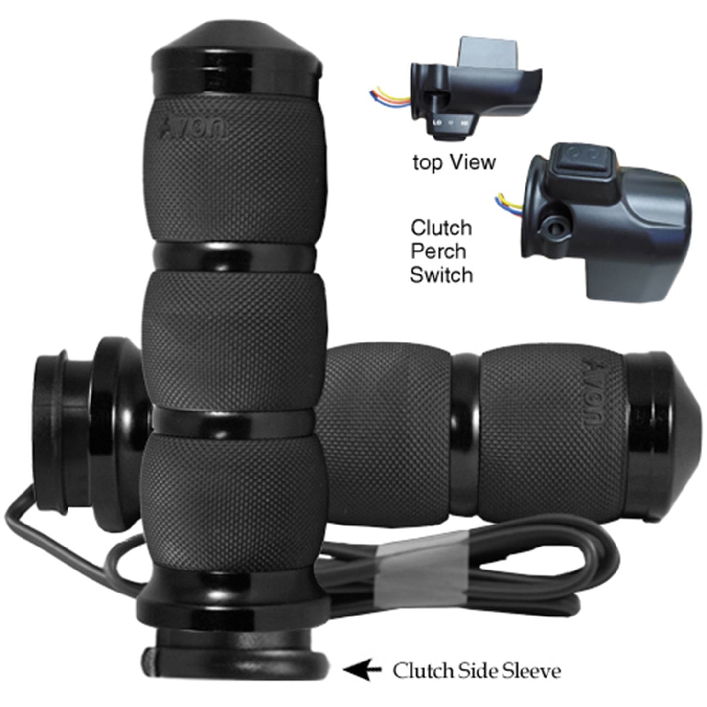 Avon Grips Black Heated Air Cushion Grips for Throttle By Wire AIR-90-AN-FL-RH_725782