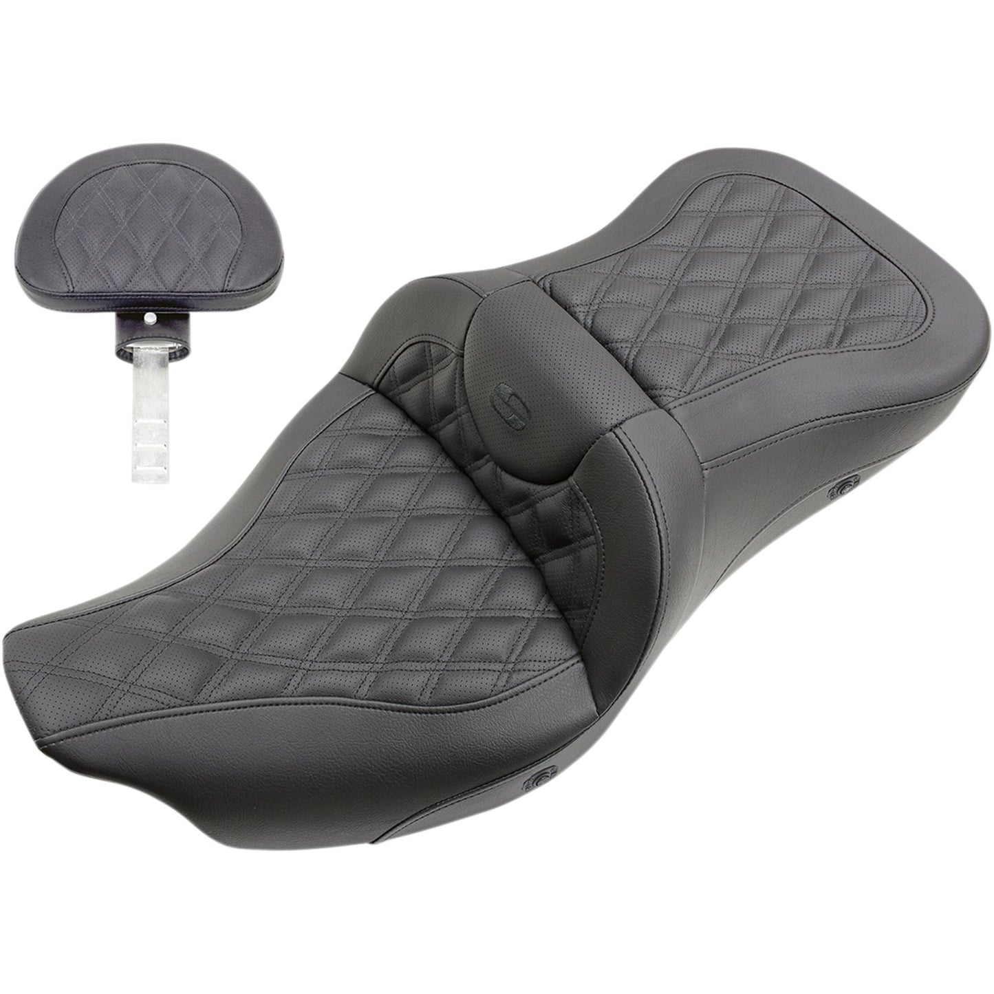 Saddlemen Heated Lattice Stitched Road Sofa Seat with Backrest 808-07B-182BRHC_550227