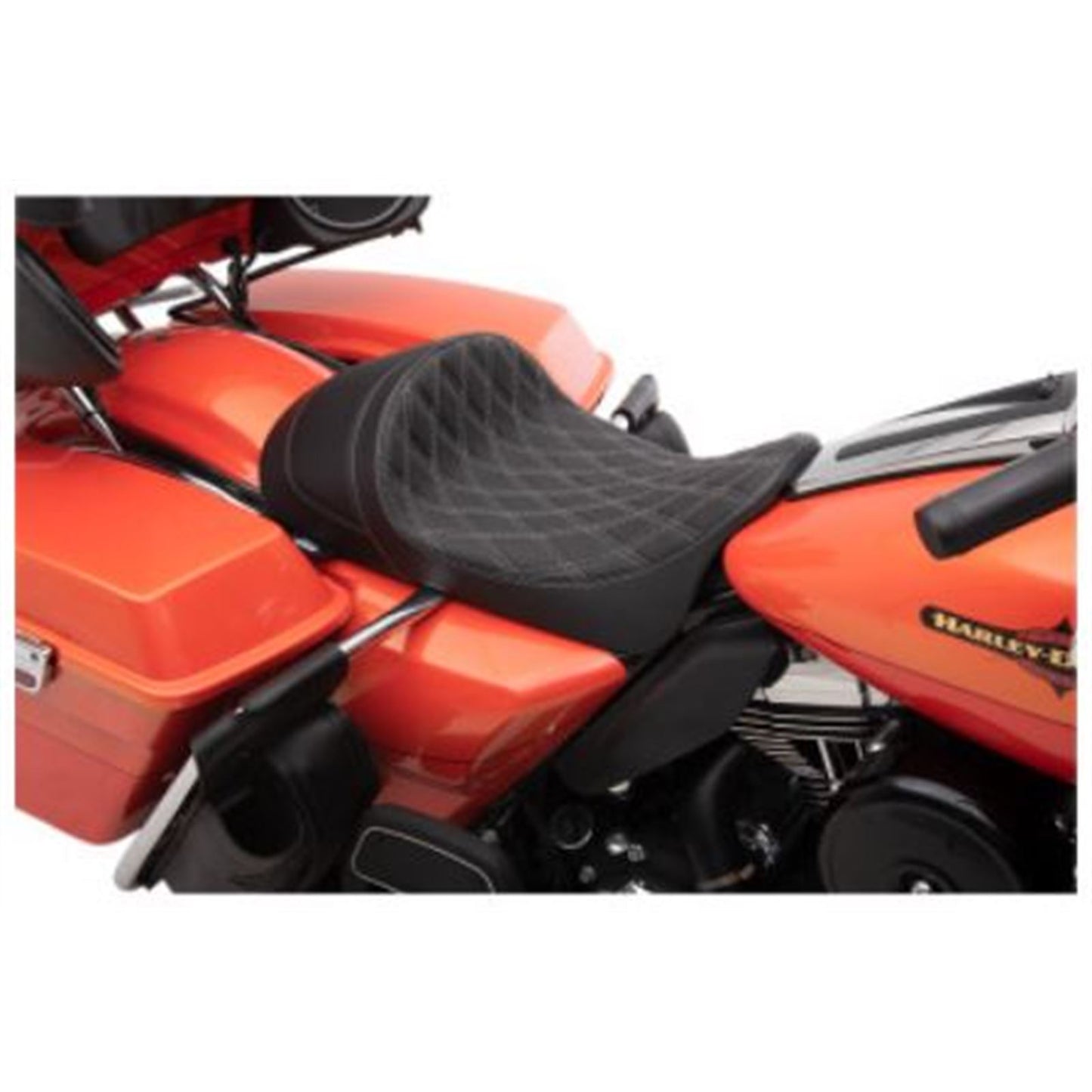 Drag Specialties Forward Low Solo Seat - Diamond - Silver Stitched 0801-1253_724845