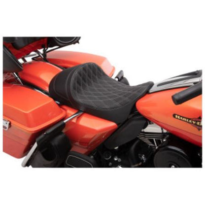 Drag Specialties Forward Low Solo Seat - Diamond - Silver Stitched 0801-1253_724845