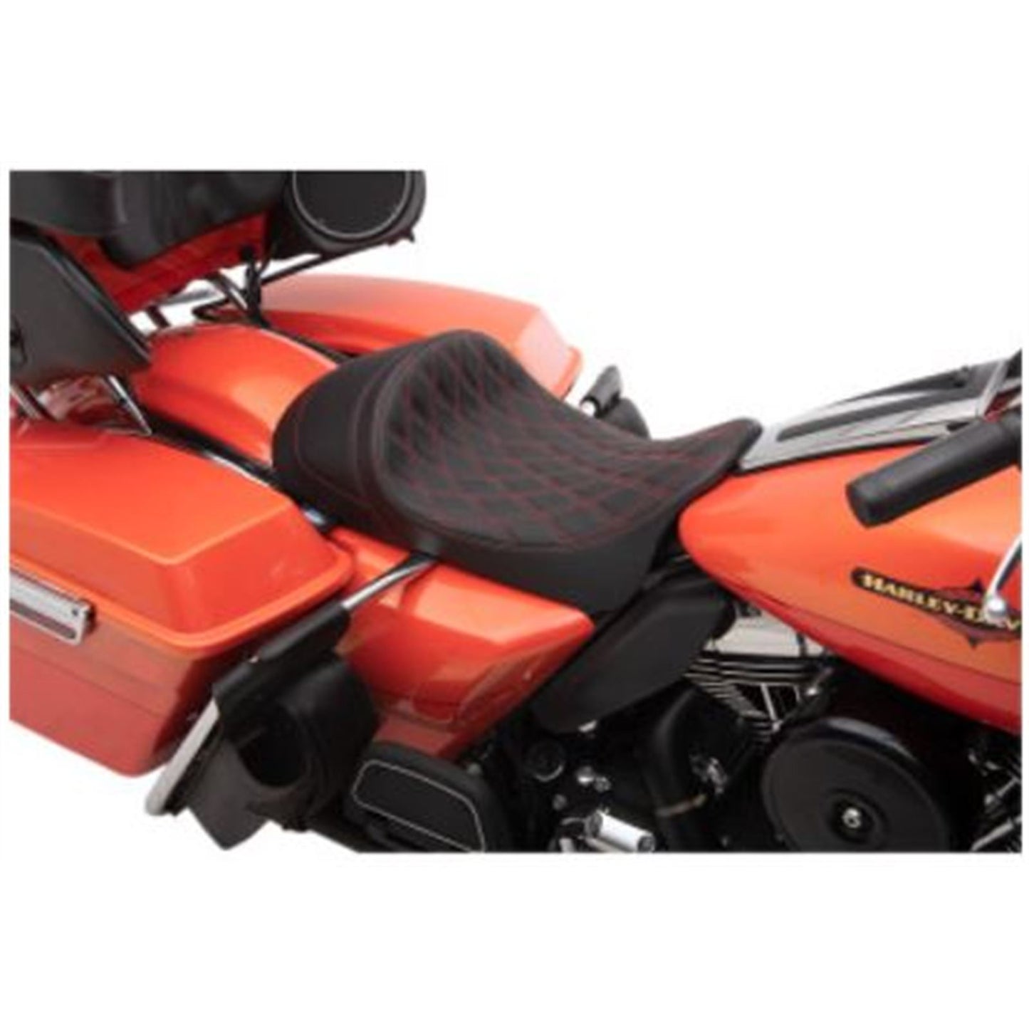Drag Specialties Forward Low Solo Seat - Diamond - Red Stitched 0801-1254_724843