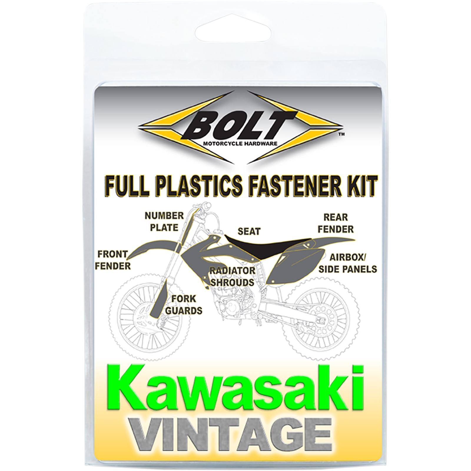 Bolt MC Hardware Body/Plastics Fastener Kit - For Kawasaki KX KAW-9091102_1044584