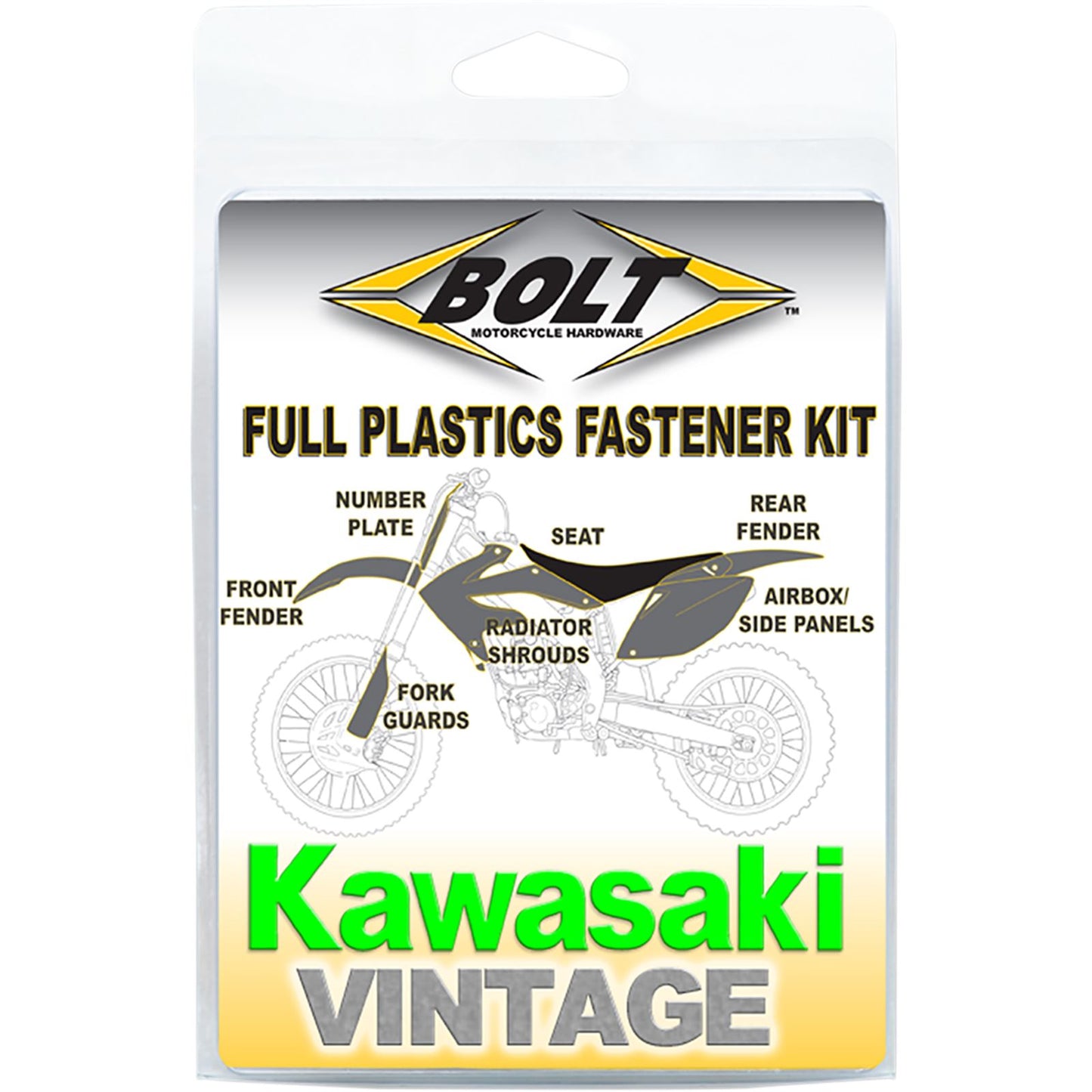 Bolt MC Hardware Body/Plastics Fastener Kit - For Kawasaki KX KAW-9802105_1044587