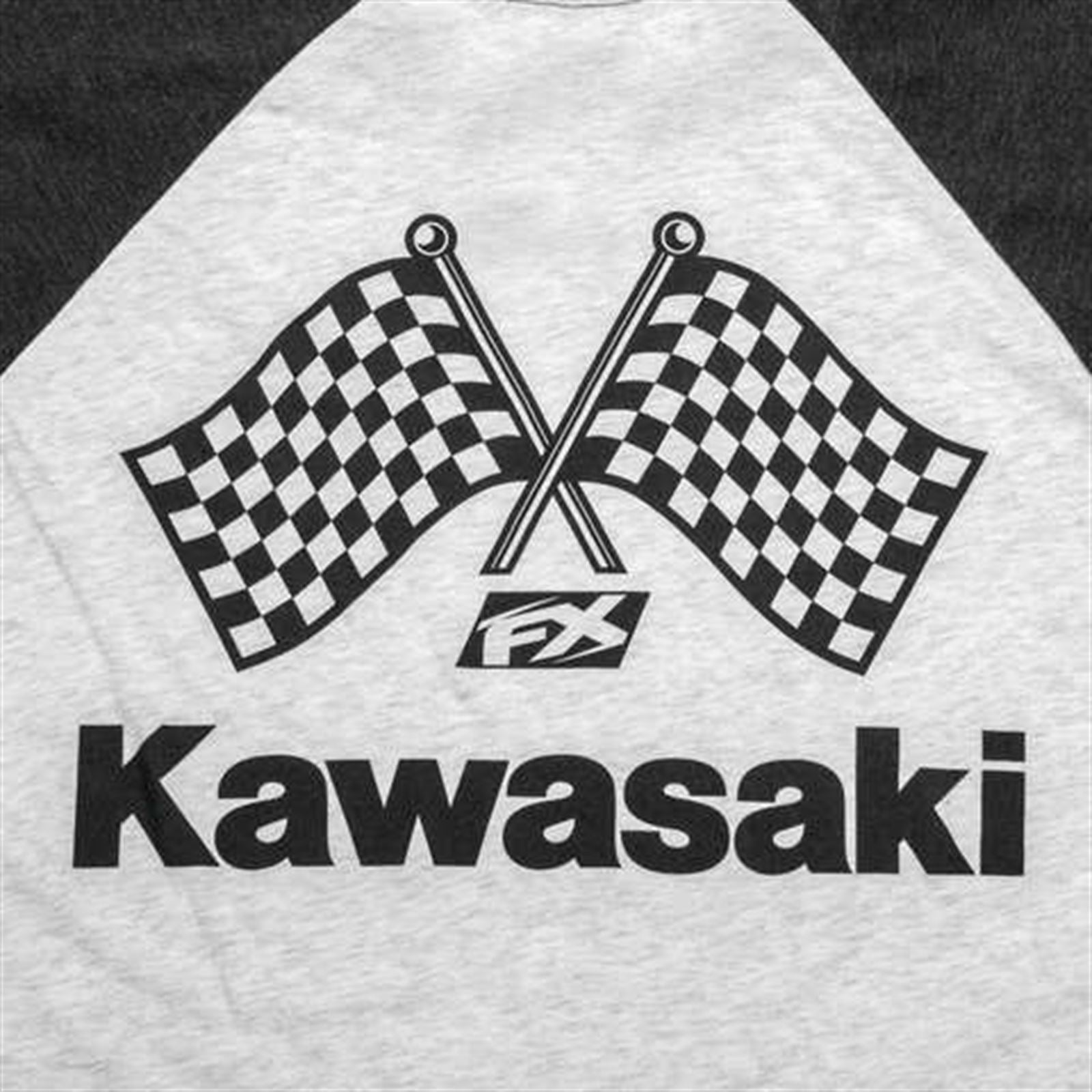 Factory Effex Kawasaki Finish Line Baseball Tee Shirt - White/Black - Medium 23-87122_983479